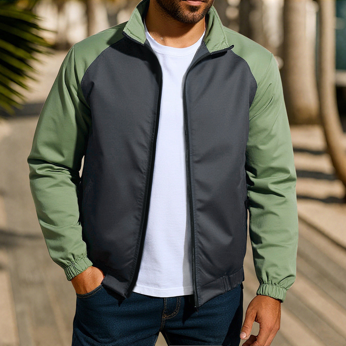 Street-Wave Men's Sporty Transitional Jacket With Tear-Resistant Material And Elastic Cuffs