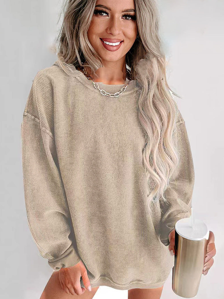Street Wave Womens Sweatshirt With Fine Rib Texture And Soft Cotton For Everyday Wear