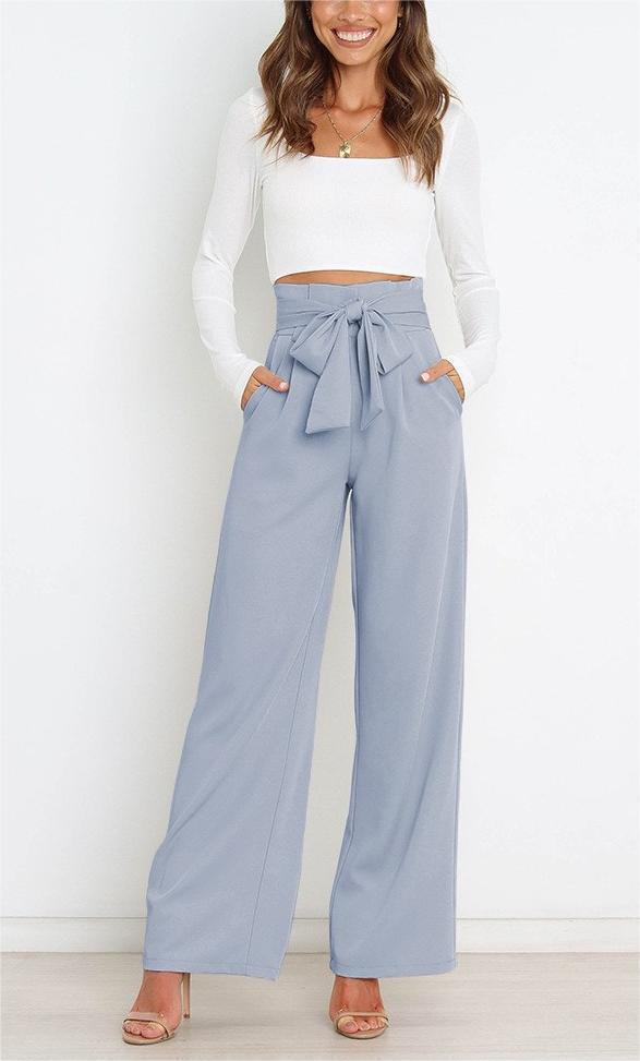 Street-Wave Women Wide-Leg Pants With Decorative Belt, Elegant Comfort for Office