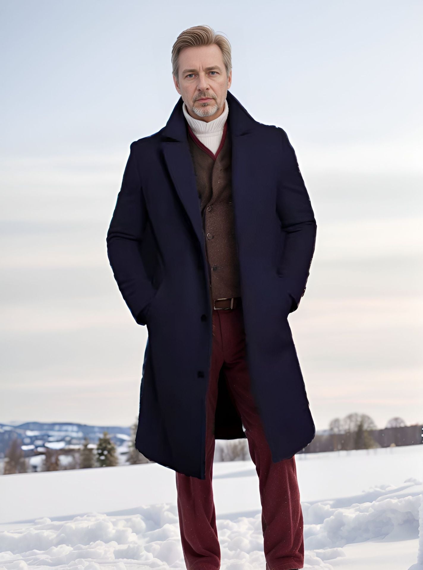 Men's Long Winter Coat Street-wave Elegant Wool Blend For Men, Ultimate Warmth And Timeless Style