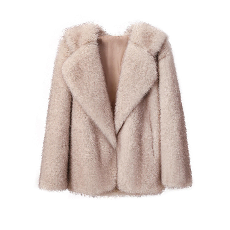 Street Wave Faux Fur Coat For Women With Soft Collar And Trendy Silhouette Luxurious Warmth