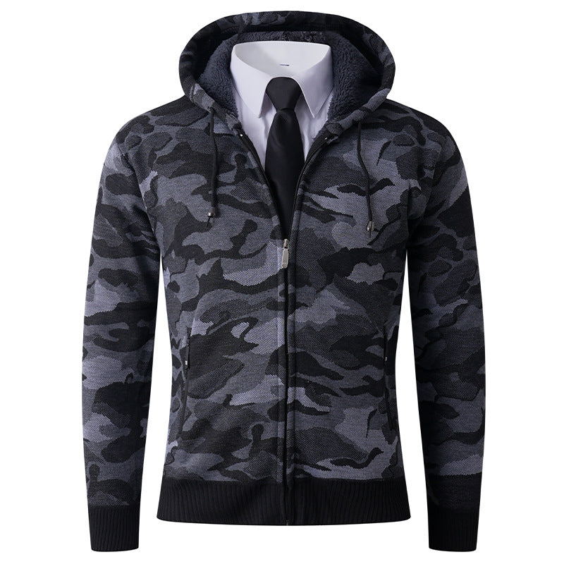 Street-wave Men's Camouflage Hoodie Jacket With Zip Front For Modern Casual Comfort