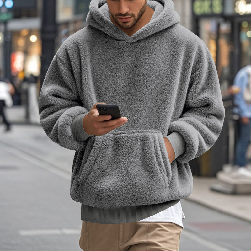 Street-Wave Men's Oversized Fleece Hoodie With Kangaroo Pocket For Cozy Everyday Comfort