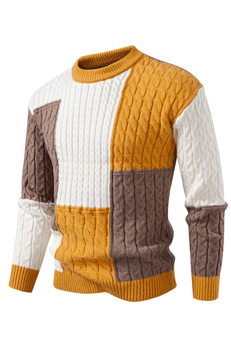 Street-Wave Mens Color Block Knit Pullover Cozy Comfort Modern Style for Everyday Wear