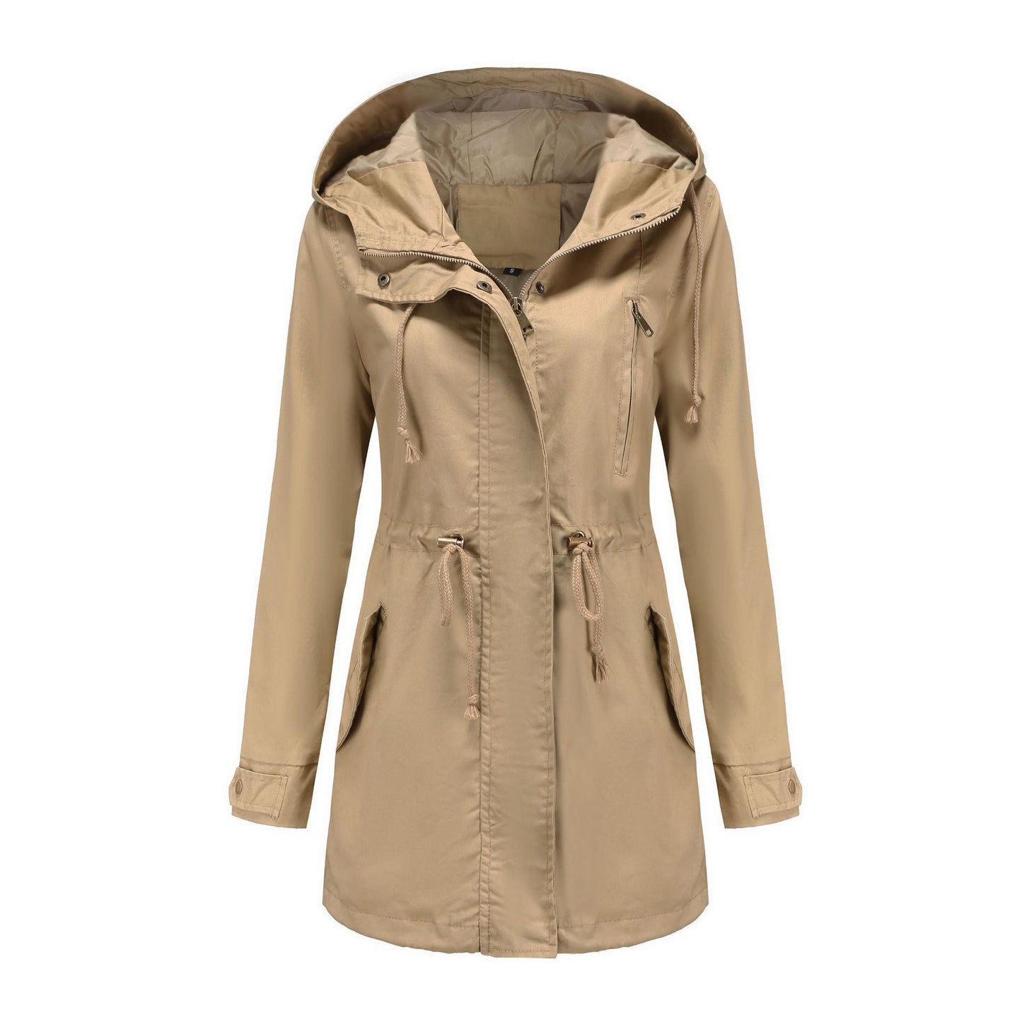 Streetwave Womens Functional Jacket With Adjustable Waist And Zipper Water Repellent Breathable All Weather Coat