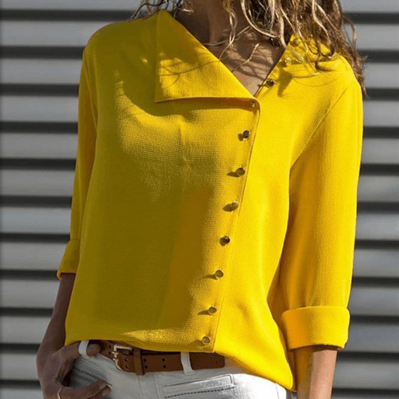 Street-wave Women Button-Up Relaxed Fit Blouse Breathable Lightweight For Work And Casual