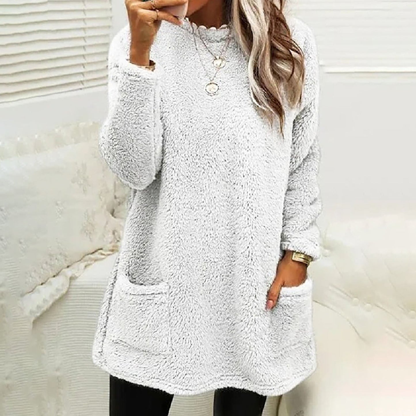 Streetwave Women Cozy Fleece Pullover With Pockets Loose Fit For Casual Comfort Everyday