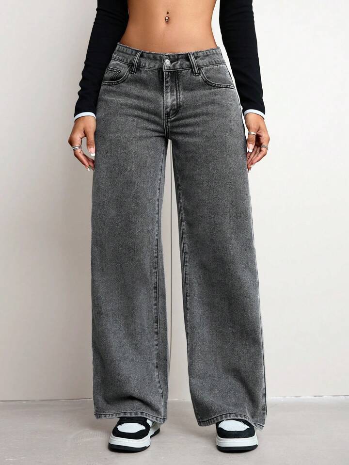 Wide Leg Jeans High Waist Street-Wave For Fashionable Women With Relaxed Comfort Fit