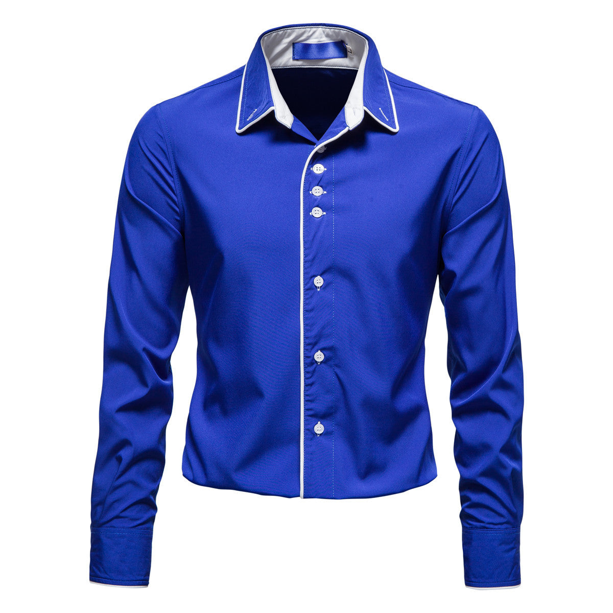 Street Wave Mens Elegant Shirt With Contrast Collar Trim
