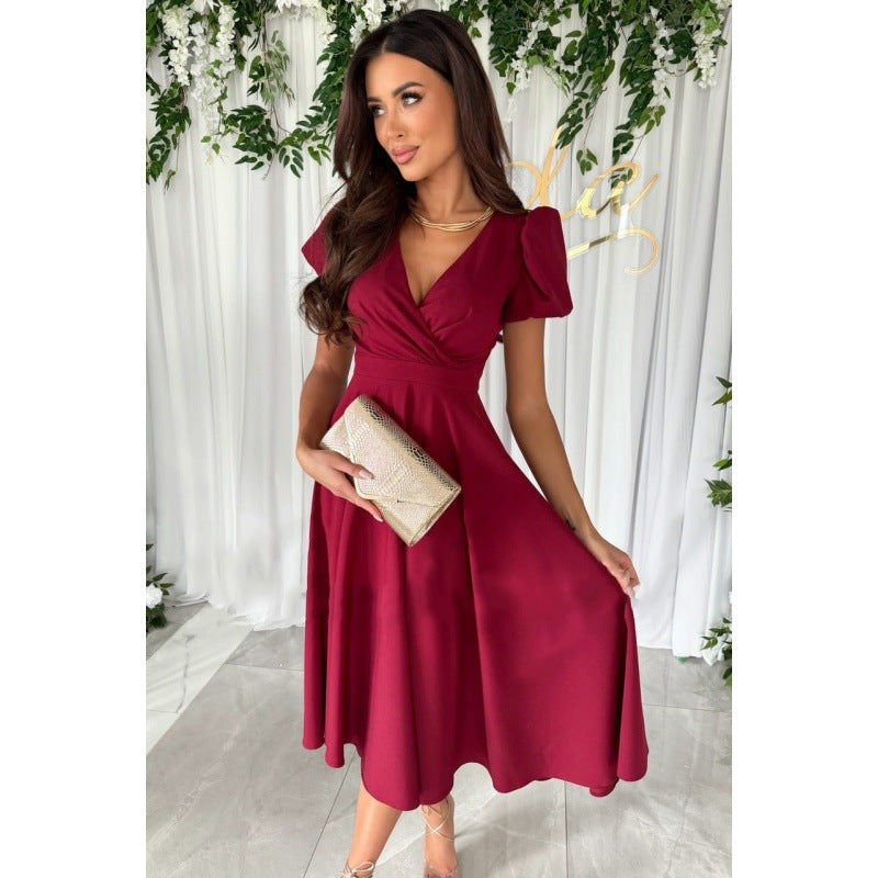 Street Wave Elegant A Line Midi Dress With Soft Pleats For Women Flattering Fit For Special Occasions