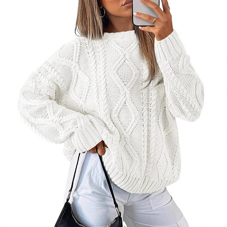 Streetwave Womens Relaxed Cable Knit Sweater Soft Cotton Blend Cozy Warmth For Cold Weather