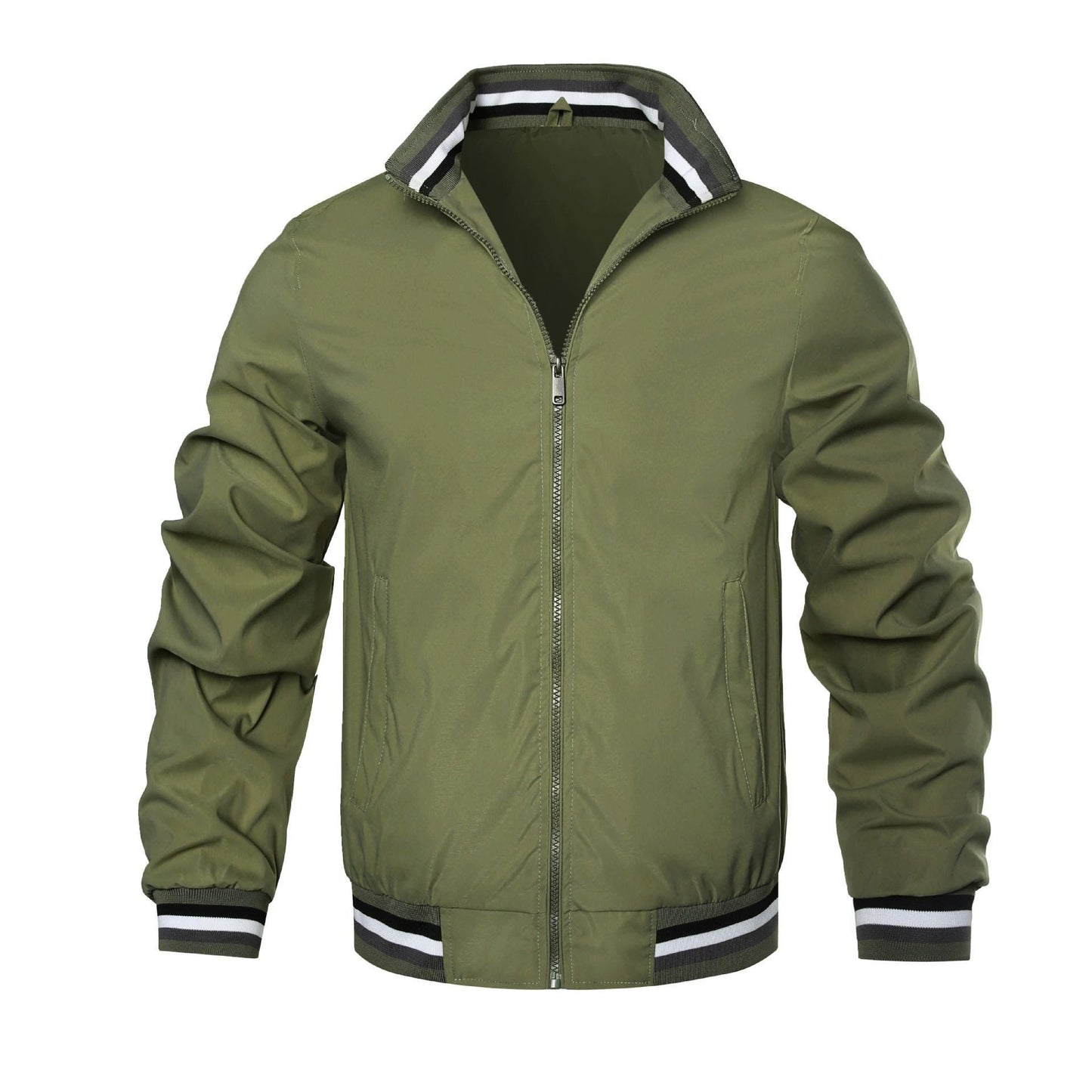 Street-wave Men's Fashion Bomber Jacket With Elastic Cuffs Durable And Stylish Everyday Streetwear