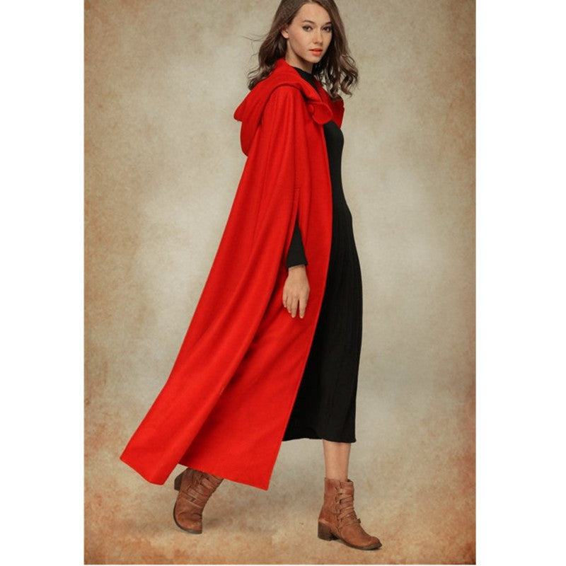 Street Wave Women's Elegant Hooded Cape With Adjustable Closure For Winter Comfort And Style