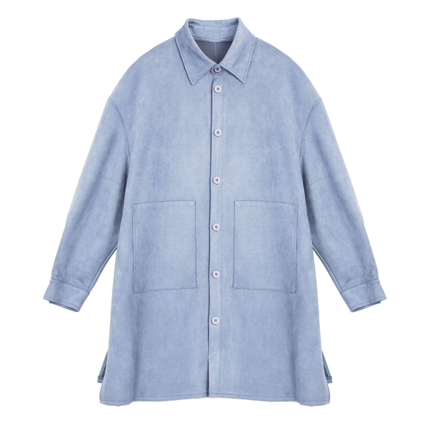 Street-wave Women Oversized Suede Shirt Jacket With Soft Feel And Large Pockets For Everyday