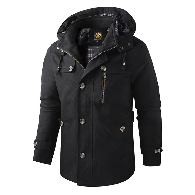 Street-Wave Hooded Jacket With Detachable Hood For Modern Men Elegant Structured Design And Versatile Comfort