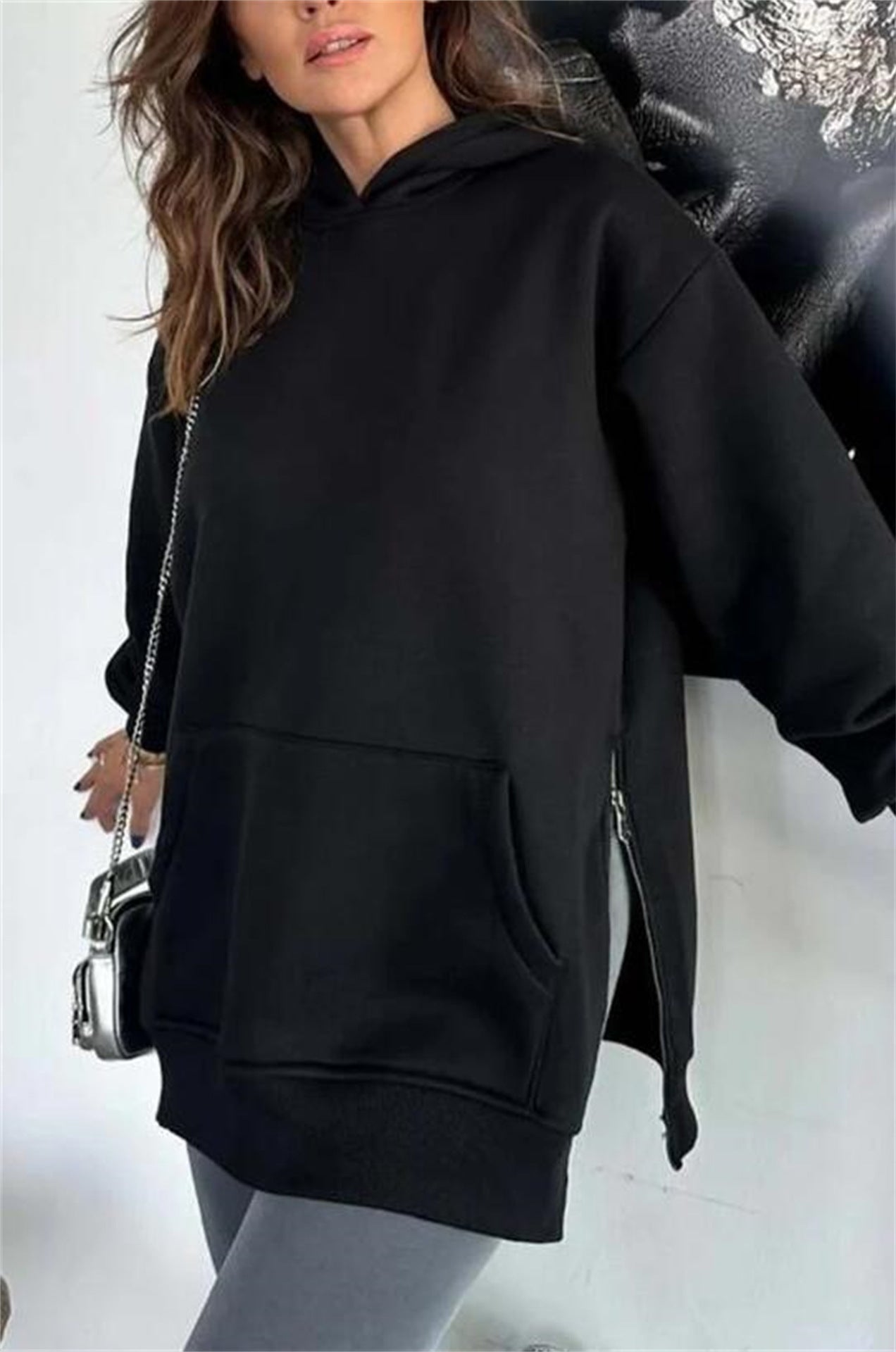 Street-Wave Women Oversized Hoodie With Side Zippers And Universal Fit For Everyday Comfort