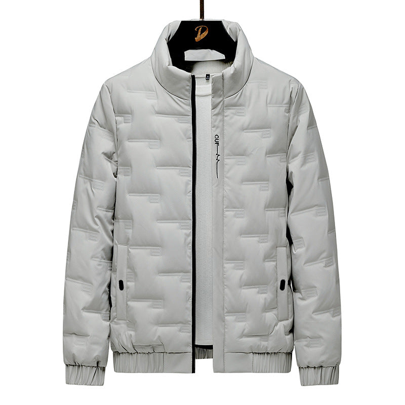 Street-Wave Men's Lightweight Down Jacket Relaxed Fit Stand Collar Hip Length