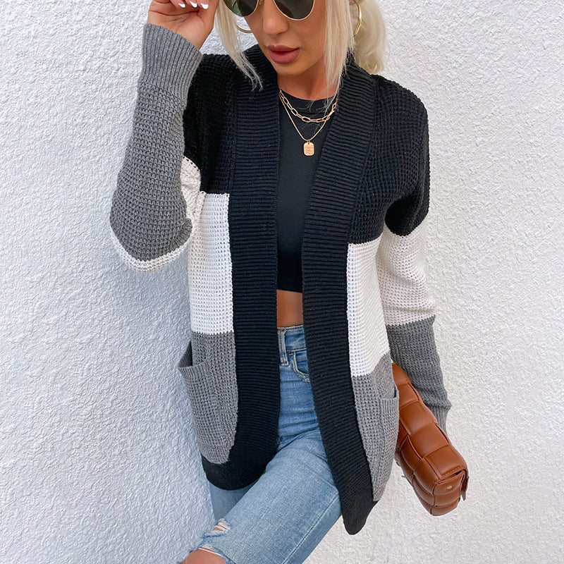 Streetwave Womens Knit Cardigan Colorblock Cozy Soft Knit For Stylish Women Everyday Wardrobe Essential