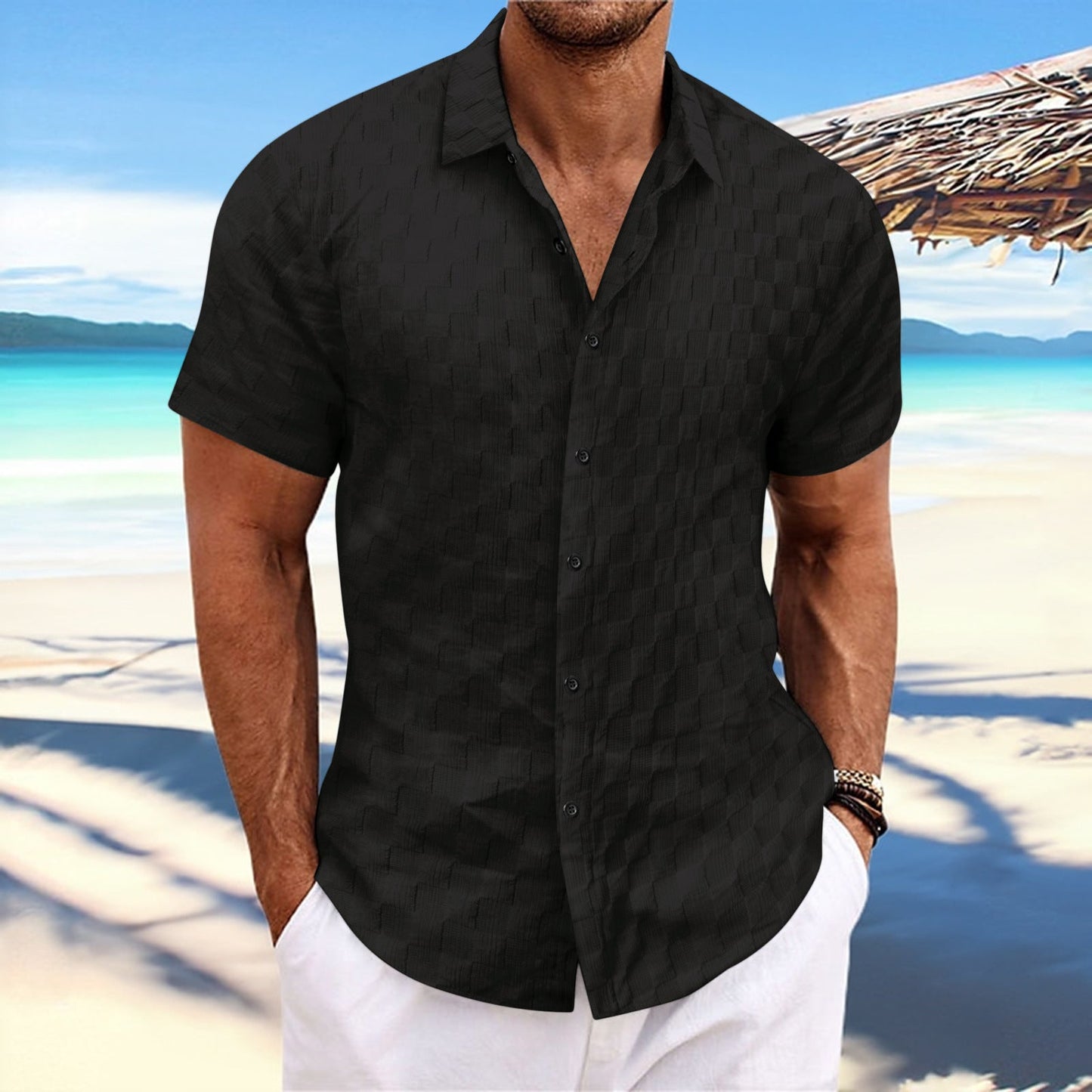 Street-Wave Nordisk Flair Men's Textured Weave Casual Shirt Breathable