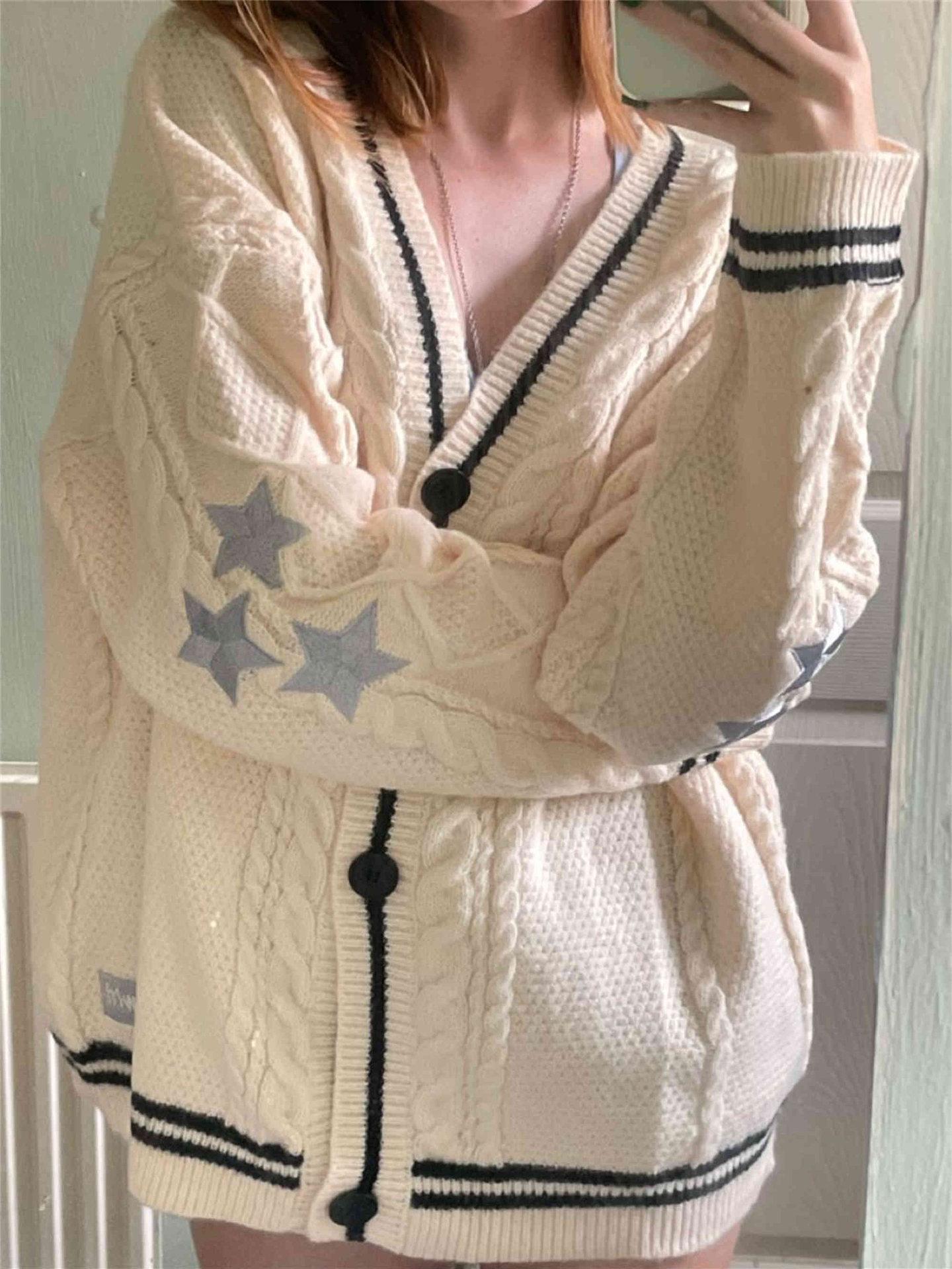 Streetwave Womens Cardigan With Star Pattern Soft Cozy Knitwear For Everyday Comfort Women