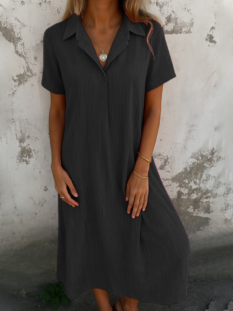 Street-Wave Womens Shirt Dress Lightweight Breathable Cotton For Summer Wear For Women Effortless Style