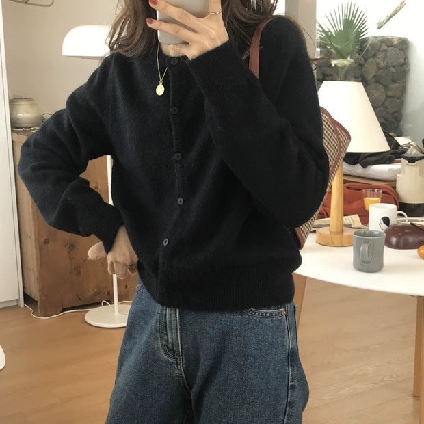Street-Wave Women's Fine Knit Cardigan With Button Front Soft Material Cozy Everyday Wear
