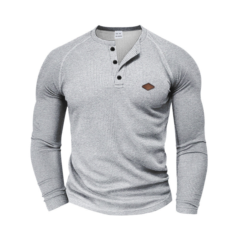 Street-wave Men's Henley Long Sleeve Shirt Textured Knit