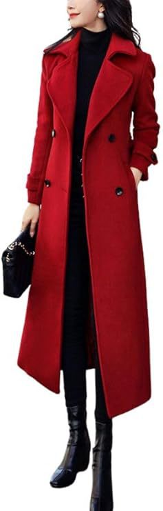 Street Wave Womens Wool Blend Long Coat Elegant Winter Coat For Fashionable Women