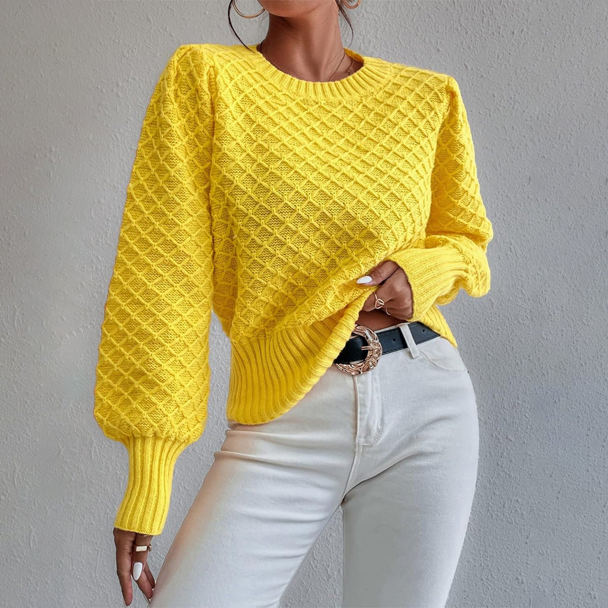 Streetwave Womens Wool Blend Quilted Pullover Sweater Relaxed Fit Cozy Warmth For Women