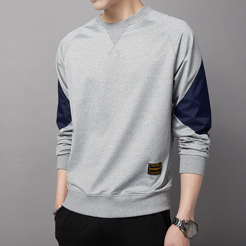 Street Wave Men's Athletic Sweatshirt With Contrast Sleeves Breathable Cotton Blend For Active Wear