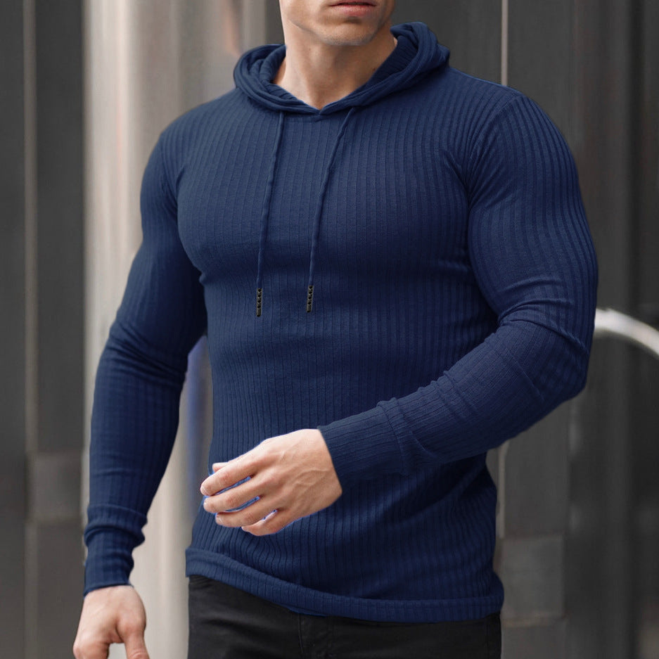 Mens Hoodie With Rib Knit Design Streetwave For Men Cozy Breathable Cotton Blend Everyday Wear