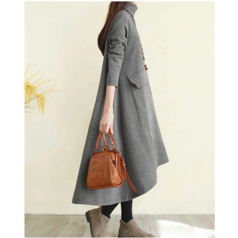 Women's Turtleneck Sweater Dress - Long Sleeve - Casual Loose Fit