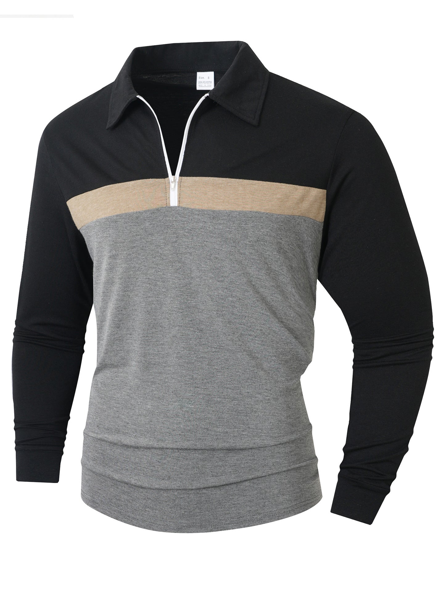 Mens Sporty Zip Long Sleeve Shirt Street-wave Breathable Moisture-Wicking Athletic Top for Active Men