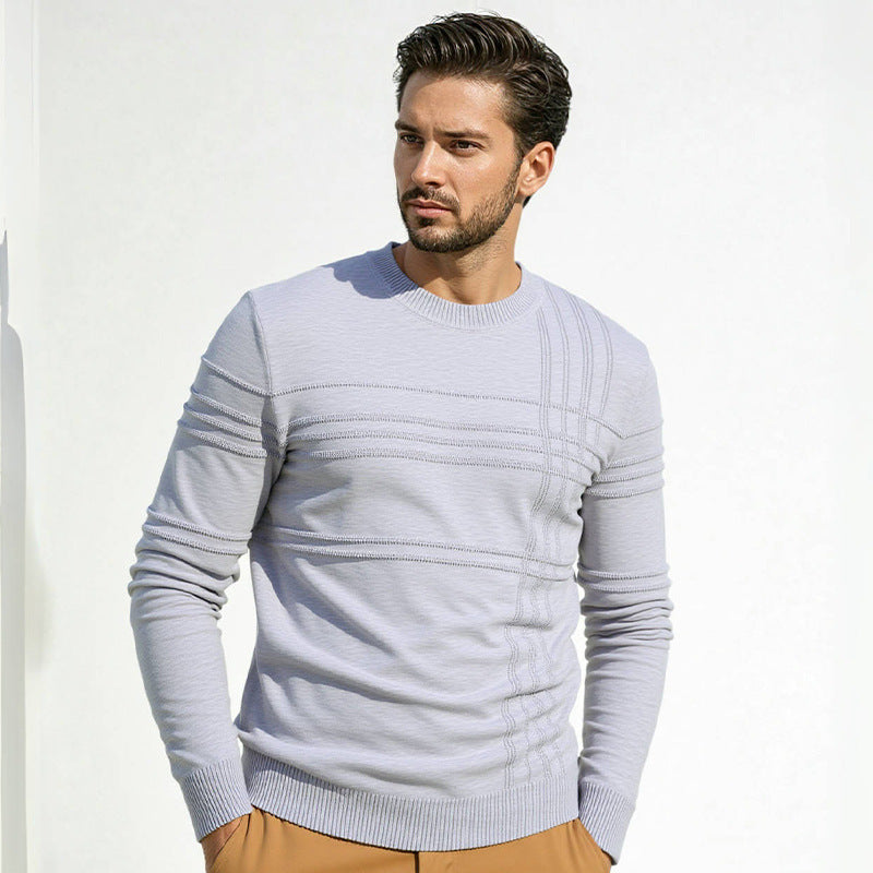 Premium Men's High-Neck Structured Knit Sweater Street-Wave