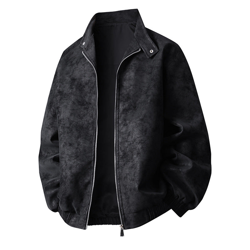 Street-wave Men's Faux Leather Jacket With Modern Design And Elastic Cuffs For Stylish Everyday Urban Style