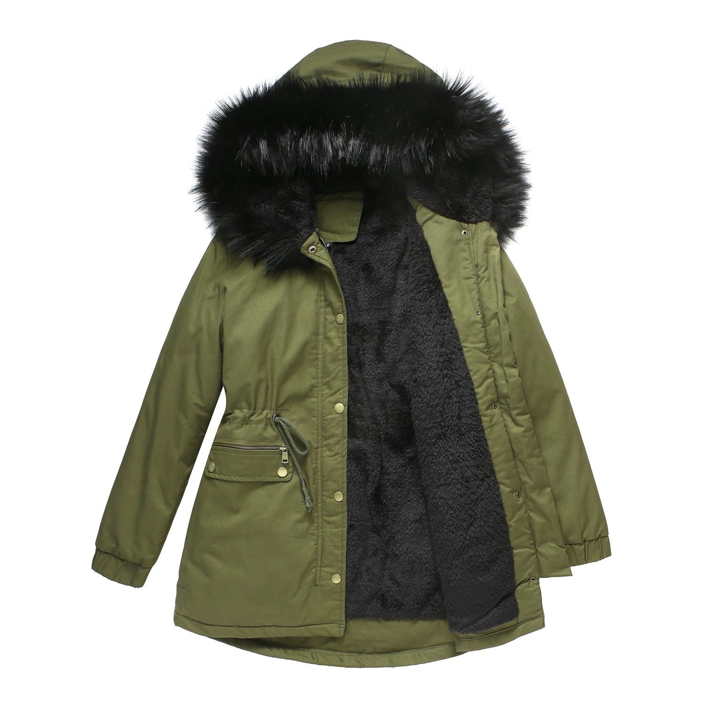 Womens Warm Quilted Jacket With Removable Faux Fur Collar Streetwave Cozy Winter Outerwear