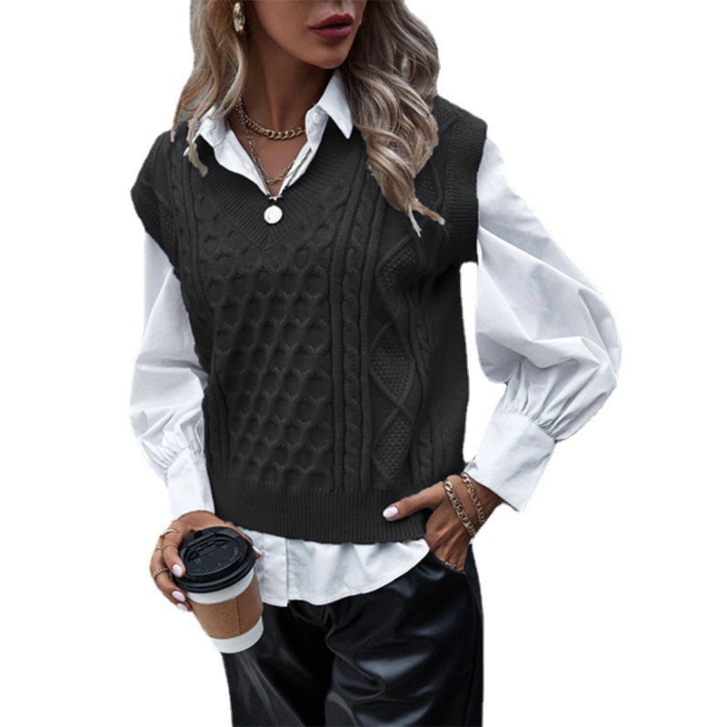 Street Wave Womens Cable Knit Vest Elegant Cozy Pattern