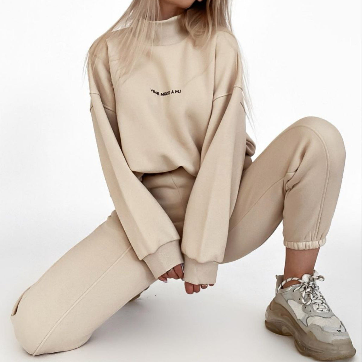 Streetwave Womens Oversized Sweatshirt And Jogger Set Cozy Comfort Lounge Wear For Everyday Style
