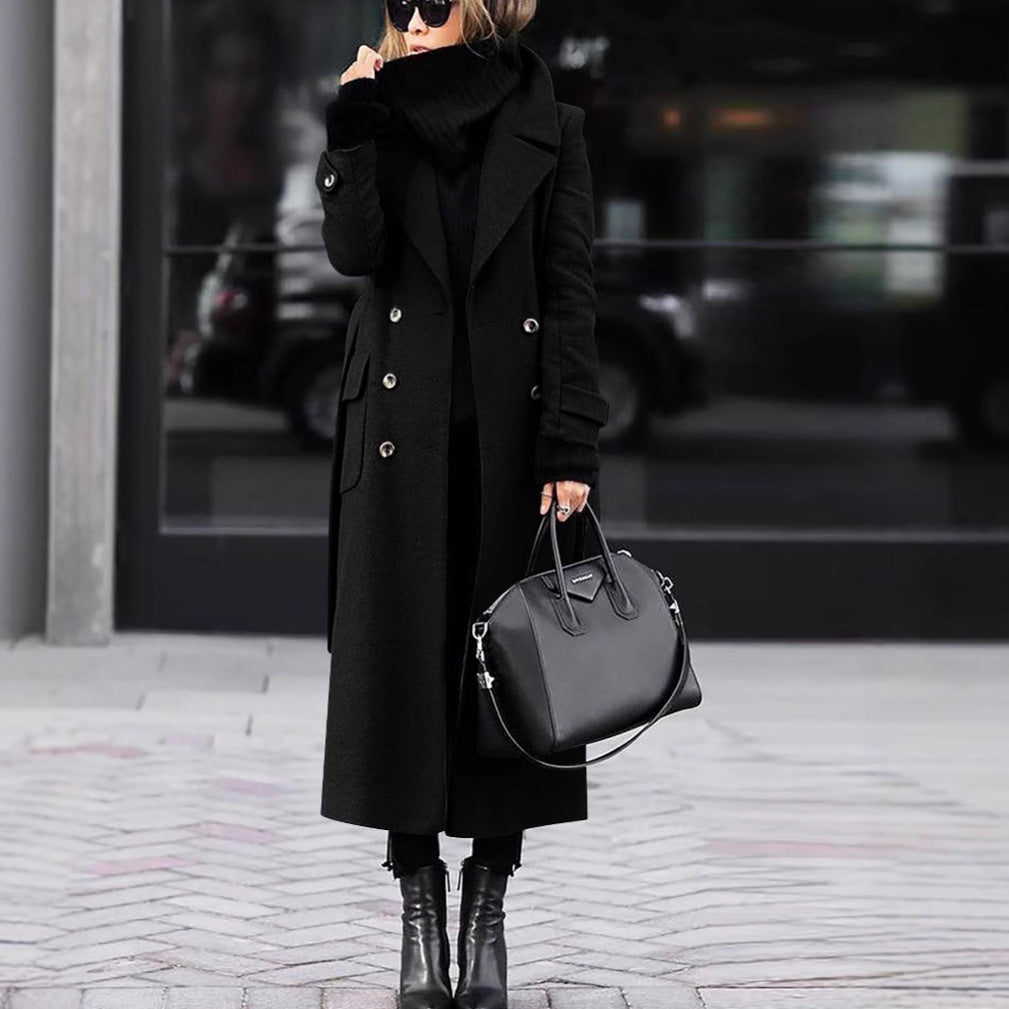 Streetwave Womens Trendy Long Coat With Fashionable Lapel For Everyday Chic And Comfort
