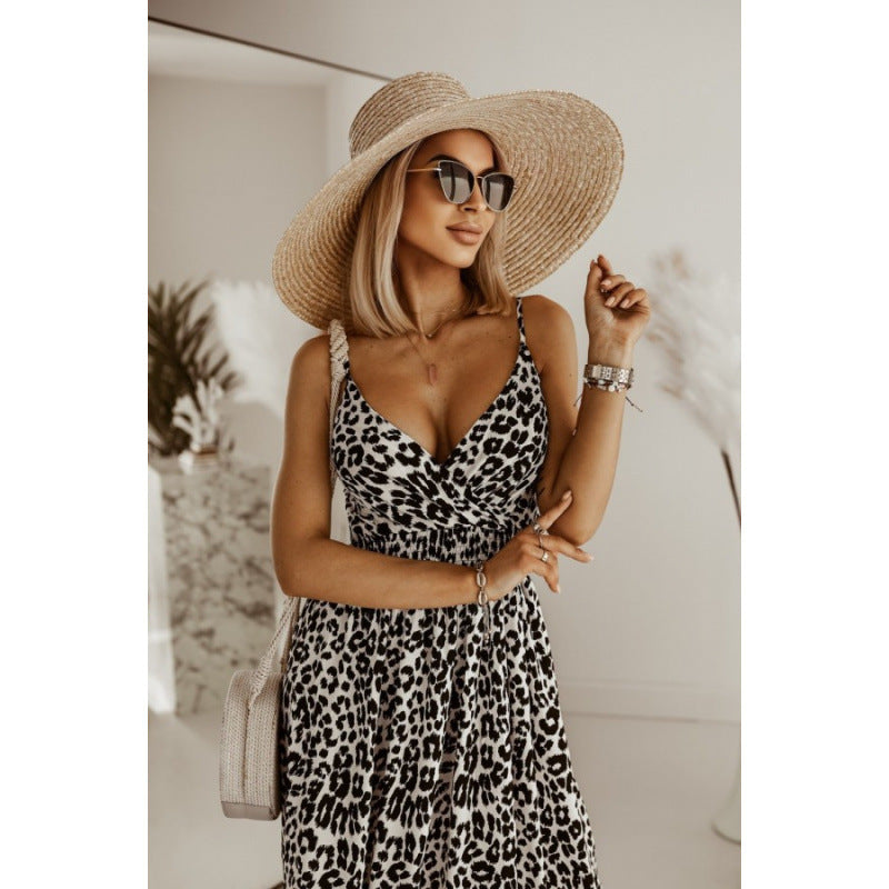 Leopard Print Maxi Dress For Women Street-Wave Effortless Style And Comfortable Fit