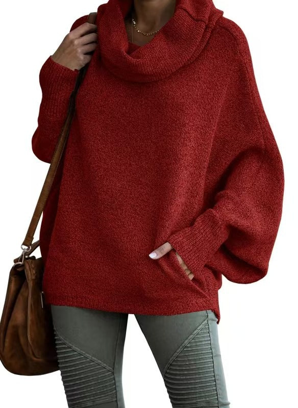 Womens Oversized Knit Sweater With Roll Neck Street Wave Cozy Soft Pullover For Casual Everyday Wear