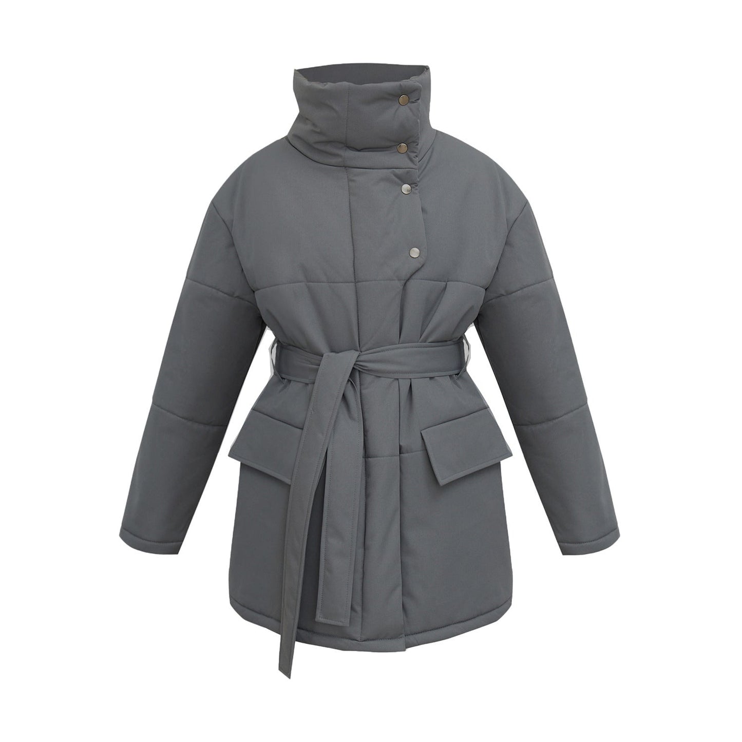 Street-wave Waterfall Coat for Women Knee Length All Season Elegance Belted Chic