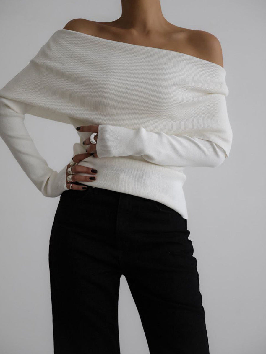 Street-wave Womens Off Shoulder Knit Top With Elegant Cut For Chic Comfortable Style