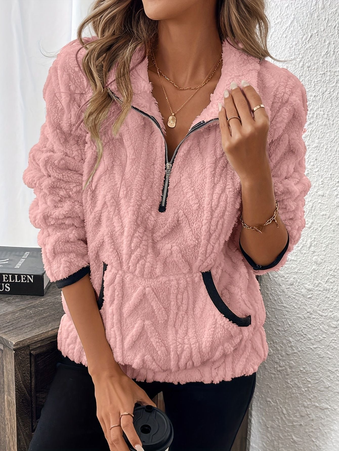 Street-Wave Women's Half Zip Fleece Pullover Soft Cozy Warmth Plush Comfort For Chilly Days