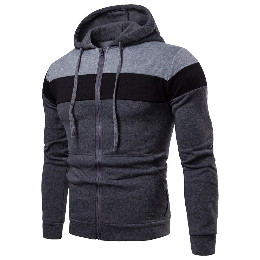 Street-wave Men Color Block Hooded Jacket With Breathable Fabric For Active Style