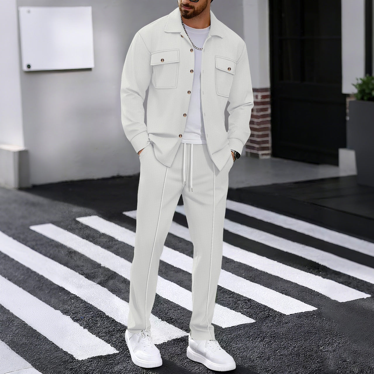 Street-Wave Men's Stylish Leisure Set With Structured Jacket And Comfortable Trousers For Everyday Urban Wear