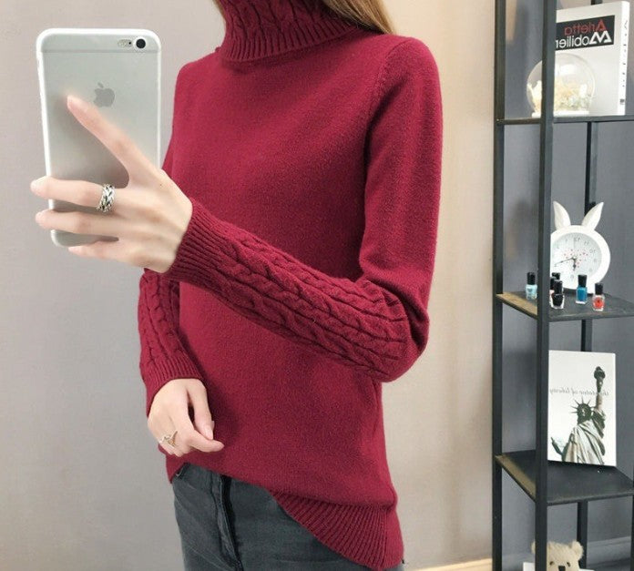 Streetwave Womens Fine Knit Sweater With High Collar And Cable Knit Pattern Elegant Cozy Wardrobe Essential