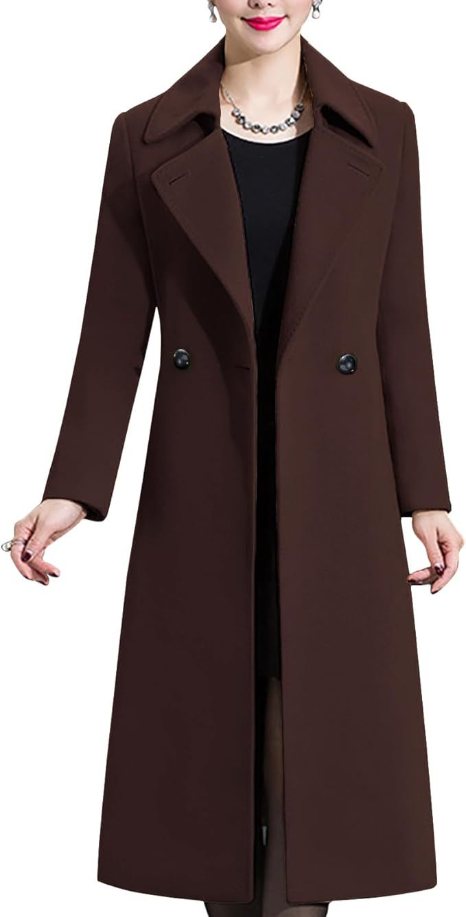 Street Wave Elegant Long Coat For Women Chic Office Ready Outerwear Navy Blue Luxury