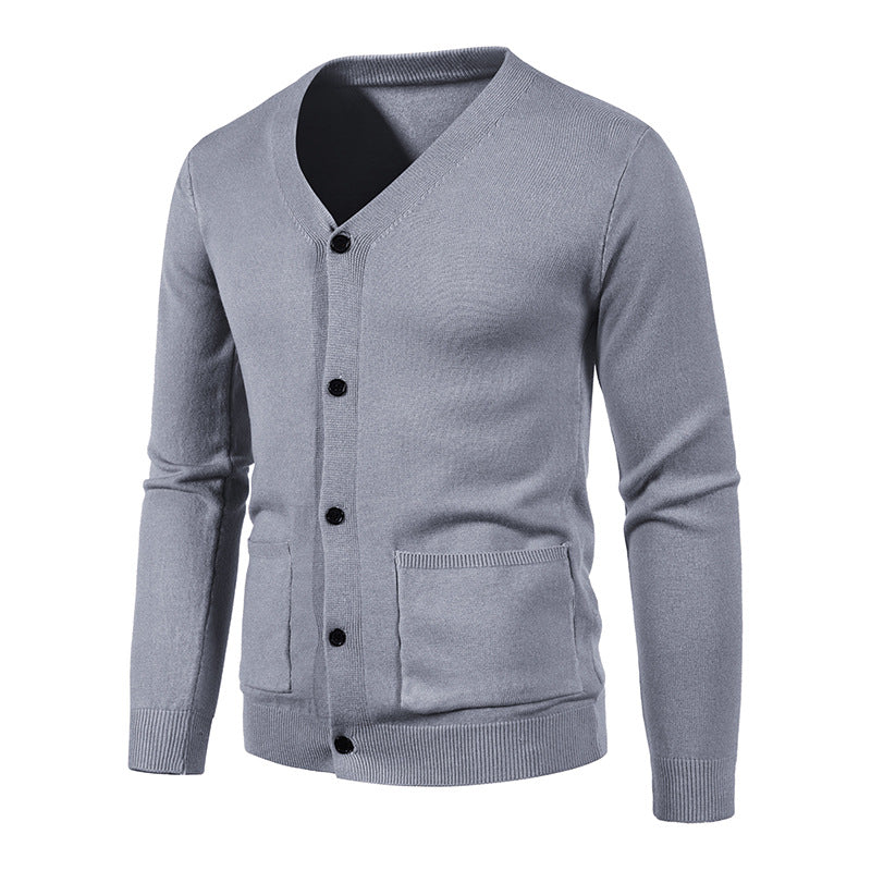 Street-Wave Men's V-Neck Knit Cardigan Elegant Comfort for Office and Casual Wear