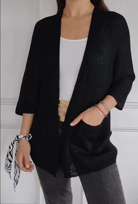 Street-Wave Women Open Front Casual Cardigan With Pockets, Effortless Chic Comfort For Everyday Wear